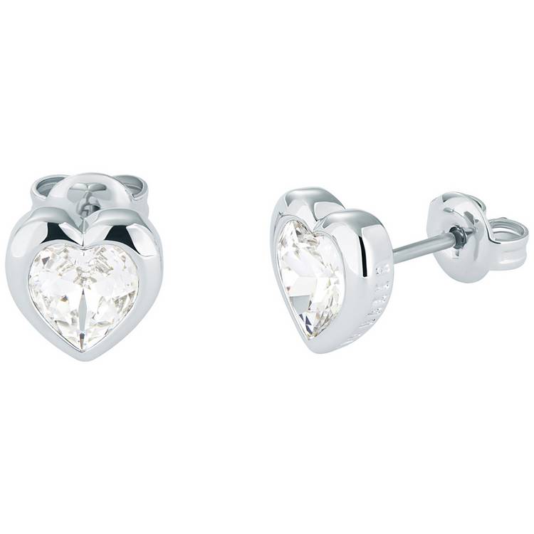 Ted Baker heart crystal stud earrings silver-tone finish, UK version