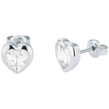 Ted Baker heart crystal stud earrings silver-tone finish, UK version