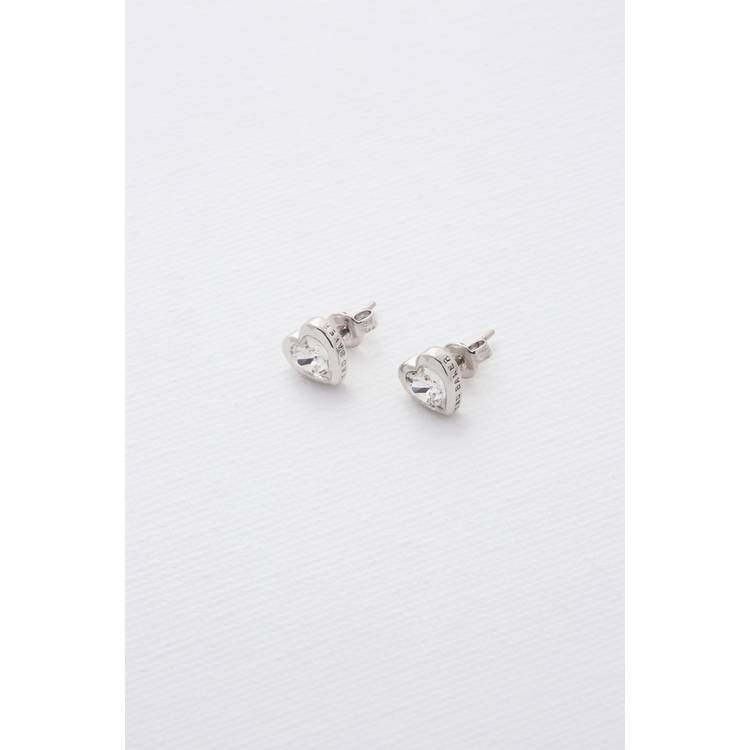 Ted Baker heart crystal stud earrings silver-tone finish, UK version