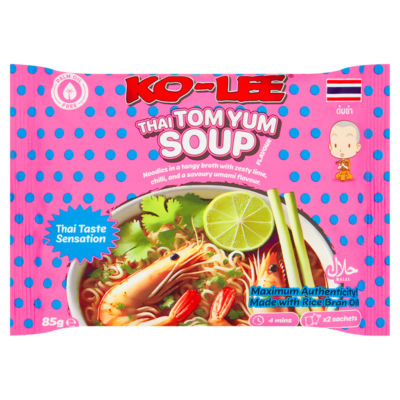Ko-Lee King Prawn Tom Yum Flavour Instant Noodles 85g, imported from the UK