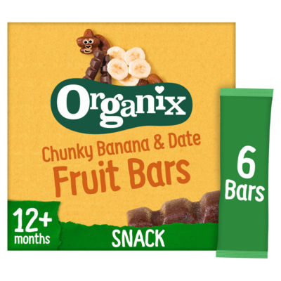 ASDA Organix Banana & Date Fruit Bars Toddler Snack Multipack 6x17g 12 months+- Buy online at McGrocer