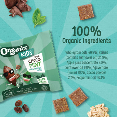 Organix KIDS Cool Choco Mint Mini Organic Flapjack Bites 4x
