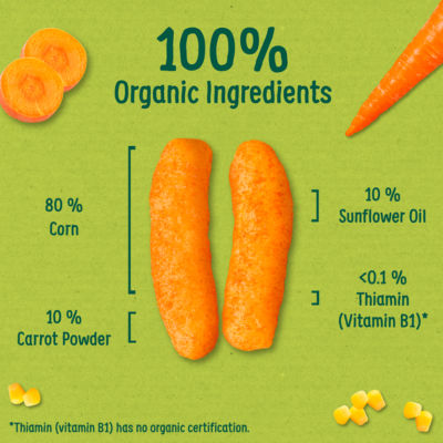 Organix carrot baby snack puffs 20g, imported from the UK
