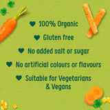 Organix Carrot & Herb Stix baby snacks multipack 4x15g, imported from the UK