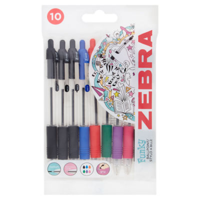 Zebra Z-Grip assorted colours ballpoint pens, imported from the UK