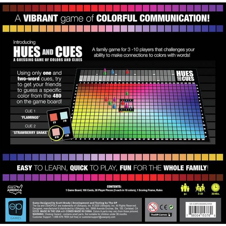 USAOPOLY Hues and Cues colour guessing board game, imported from the UK