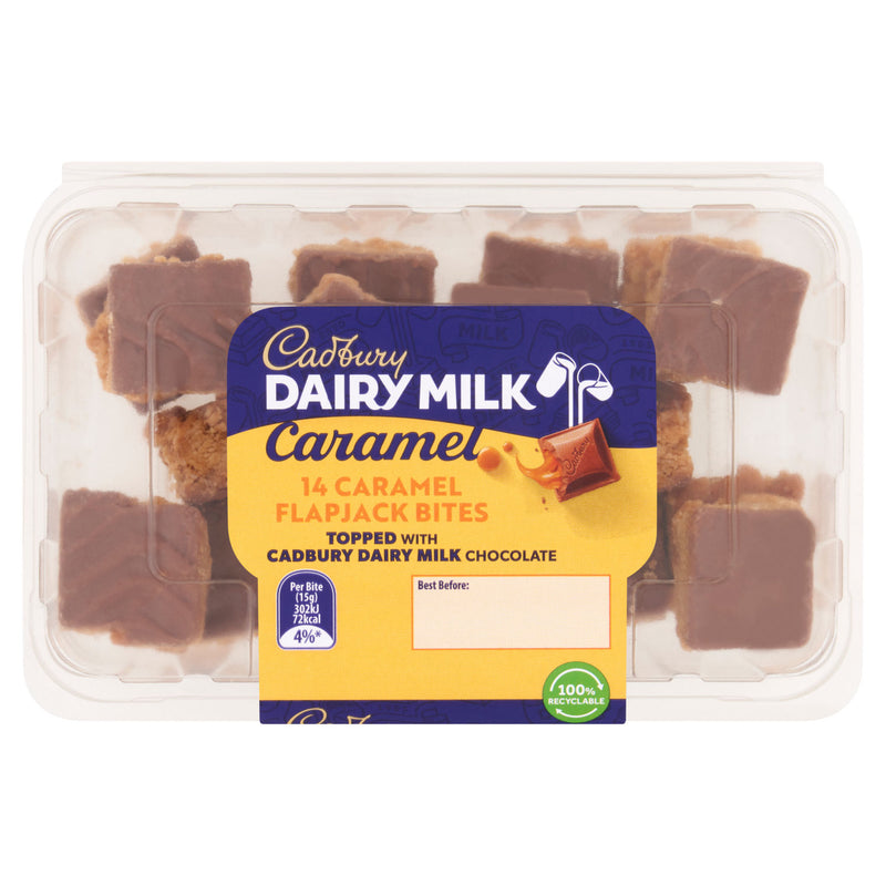 Cadbury Caramel Flap Jack Bites 14-pack, imported from the UK