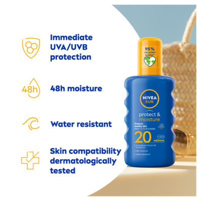 Nivea sunscreen spray SPF 20 200ML, imported from the UK