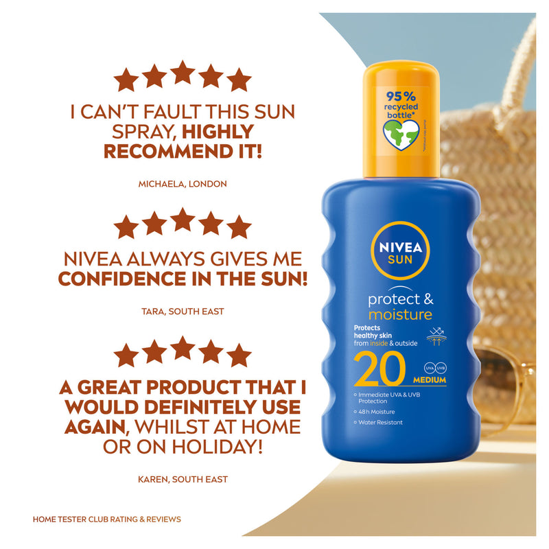 Nivea sunscreen spray SPF 20 200ML, imported from the UK