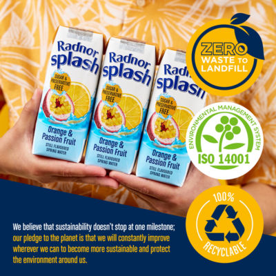 Radnor orange and passion fruit flavoured spring water 3 x 250ml, imported from the UK