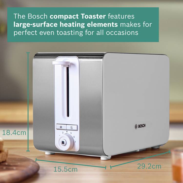 Bosch toaster white 2-slice, imported from the UK