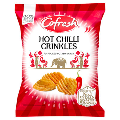 Cofresh Hot Chilli Crinkles potato snack 80g, imported from the UK