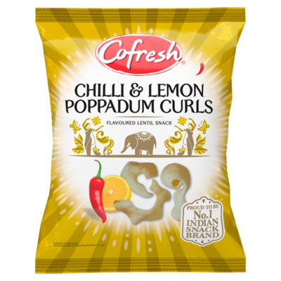 Cofresh Poppadum Curls Chilli Lemon flavour 80g, UK version