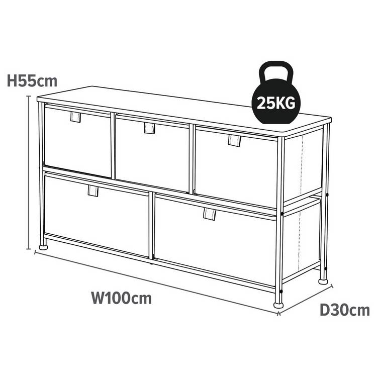 Liberty House white fabric 5-drawer box unit - British product