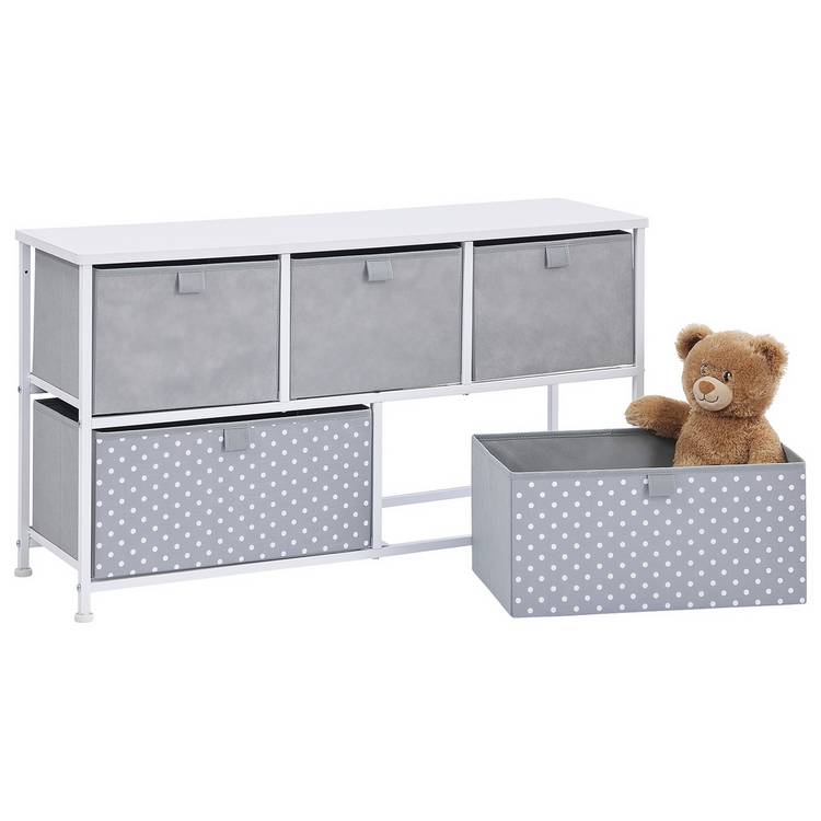 Liberty House white fabric 5-drawer box unit - British product