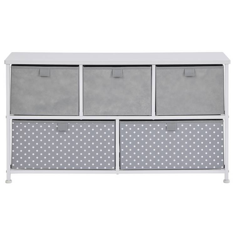 Liberty House white fabric 5-drawer box unit - British product
