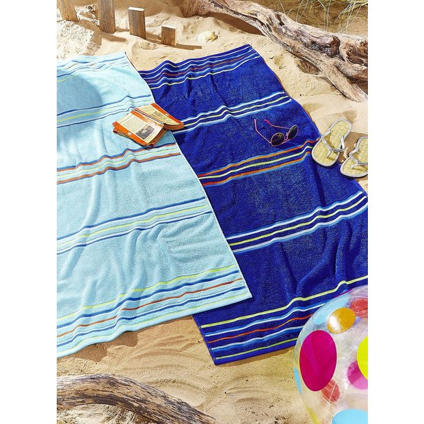 Catherine Lansfield beach towel 2-pack navy and blue, UK version
