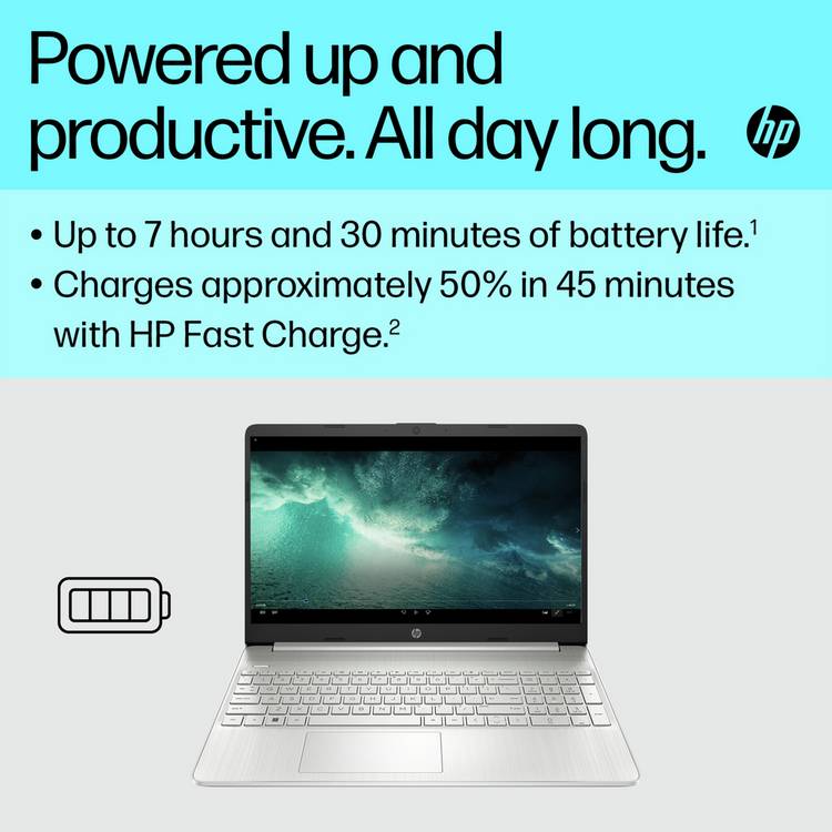 HP 15s-fq5021na laptop bundle Silver - British product
