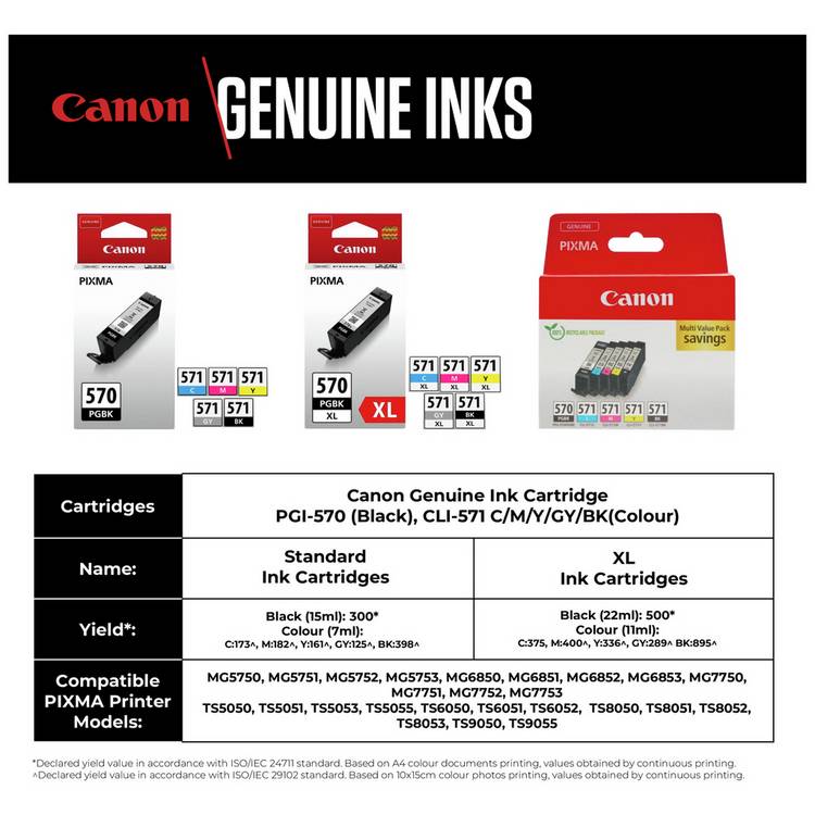 Canon PGI-570 CLI-571 ink cartridges multipack 5-pack (British brand)