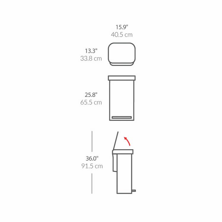 Simplehuman pedal bin brushed steel 45 litre, UK version