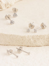 Next Sterling Silver Crystal Stud Earrings 3 Pack in 2mm, 3mm, 4mm Sizes- Buy online at McGrocer