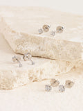 Sterling silver crystal stud earrings 3-pack with 2mm, 3mm, 4mm studs (British brand)