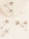 Sterling silver crystal stud earrings 3-pack with 2mm, 3mm, 4mm studs (British brand)