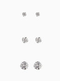 Sterling silver crystal stud earrings 3-pack with 2mm, 3mm, 4mm studs (British brand)