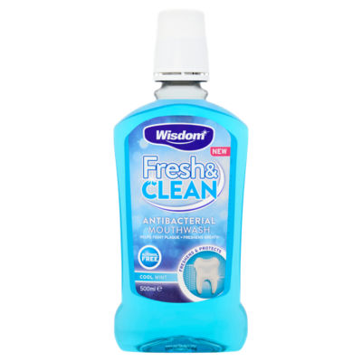 Wisdom Oral Care Fresh And Clean Cool Mint Mouthwash 500ml (British brand)