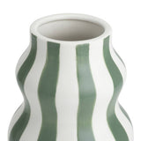 Habitat hand painted stripe vase green 25cm, imported from the UK