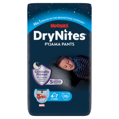 Huggies bedwetting pyjama pants age 4-7 17-30kg, UK version