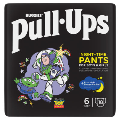 ASDA Huggies Pull-Ups Night Time Nappies for Boys & Girls Size 6 15kg+ (18 Pack)- Buy online at McGrocer