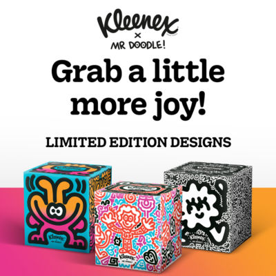 Kleenex Mr Doodle limited edition tissues 48-count, imported from the UK