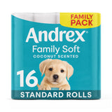 Andrex Family Soft coconut scented toilet tissue 16 rolls (British brand)