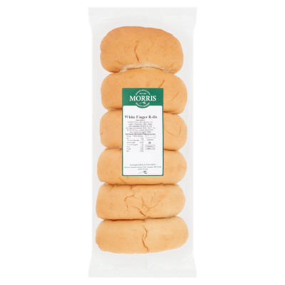Morris white finger rolls packaged fresh, imported from the UK.