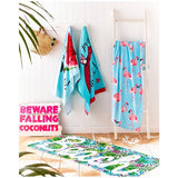 Catherine Lansfield blue flamingo beach towel, imported from the UK