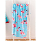 Catherine Lansfield blue flamingo beach towel, imported from the UK