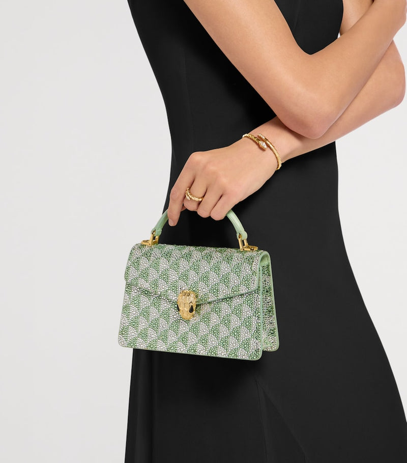 Bvlgari Serpenti Forever mini suede handbag, imported from the UK