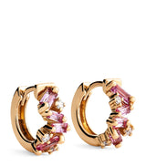 Harrods Suzanne Kalan Rose Gold, Diamond and Pink Sapphire Frenzy Huggie Earrings- Buy online at McGrocer