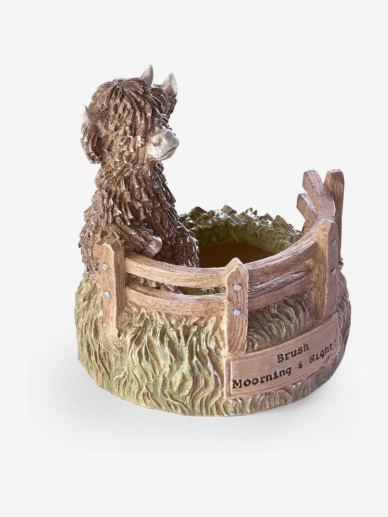 Electric toothbrush holder with Hamish the Highland Cow design - British product