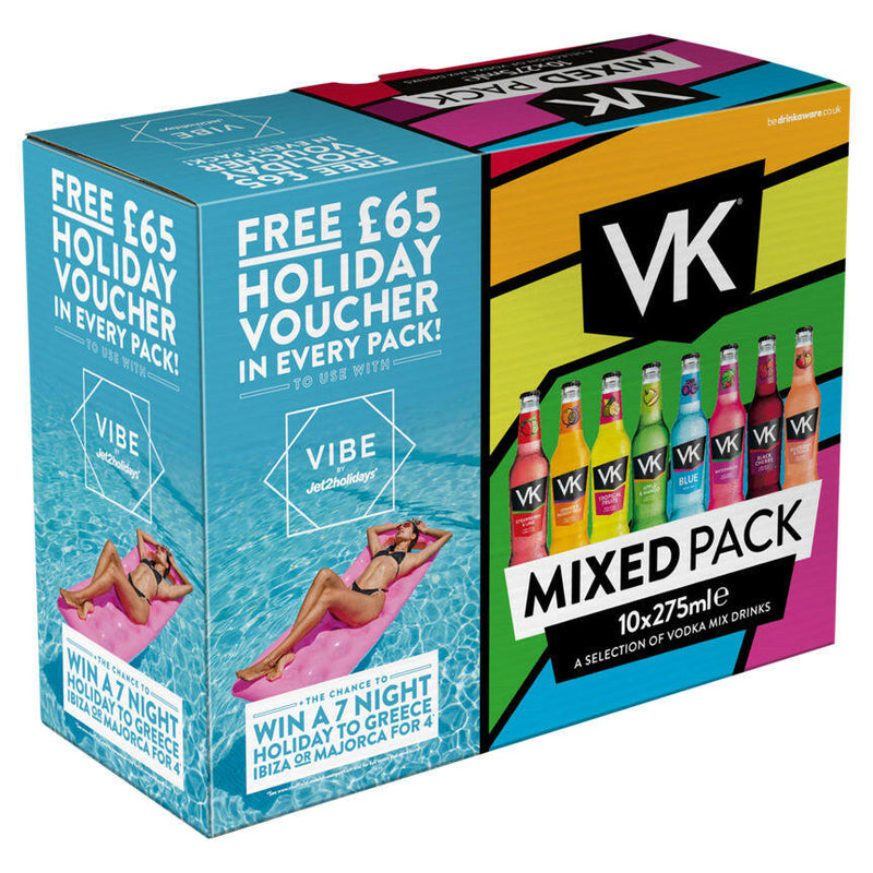 VK vodka mix drink mixed pack 10 bottles (British brand)