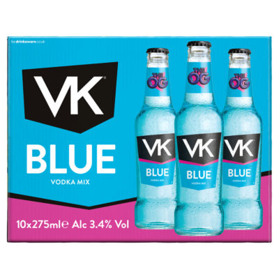 VK Blue Mixed Berry vodka mix multipack 10 x 275ml (British brand)
