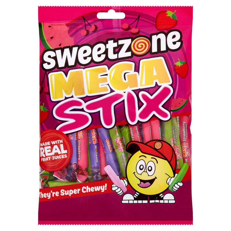 SweetZone Mega Stix assorted fruit chews 200g (British brand)