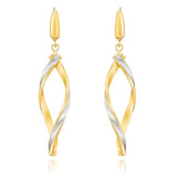 14ct two tone gold twisted dangle earrings, imported from the UK