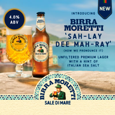 Birra Moretti Sale Di Mare unfiltered lager 660ml, UK version