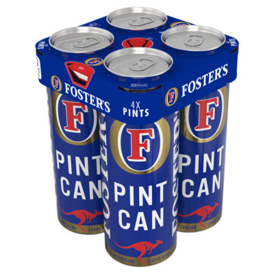 Foster's lager beer 4 pint cans 568ml each British brand