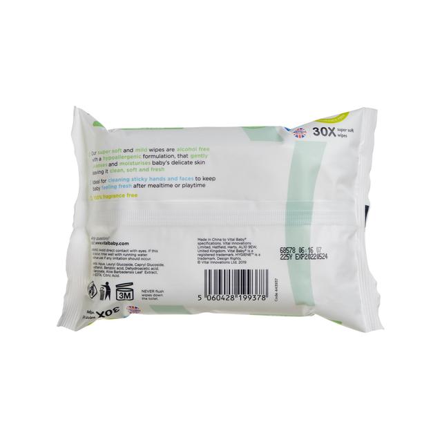 Vital Baby Fragrance Free Hand & Face Wipes 30 per pack GOODS M&S