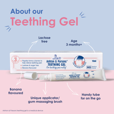 Ashton & Parsons teething gel 10ml with banana flavour, UK version