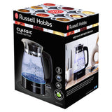 Russell Hobbs classic glass kettle 1.7l with blue light, UK version