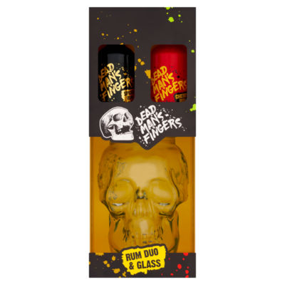 Dead Man's Fingers rum gift set duo with skull glass, UK version